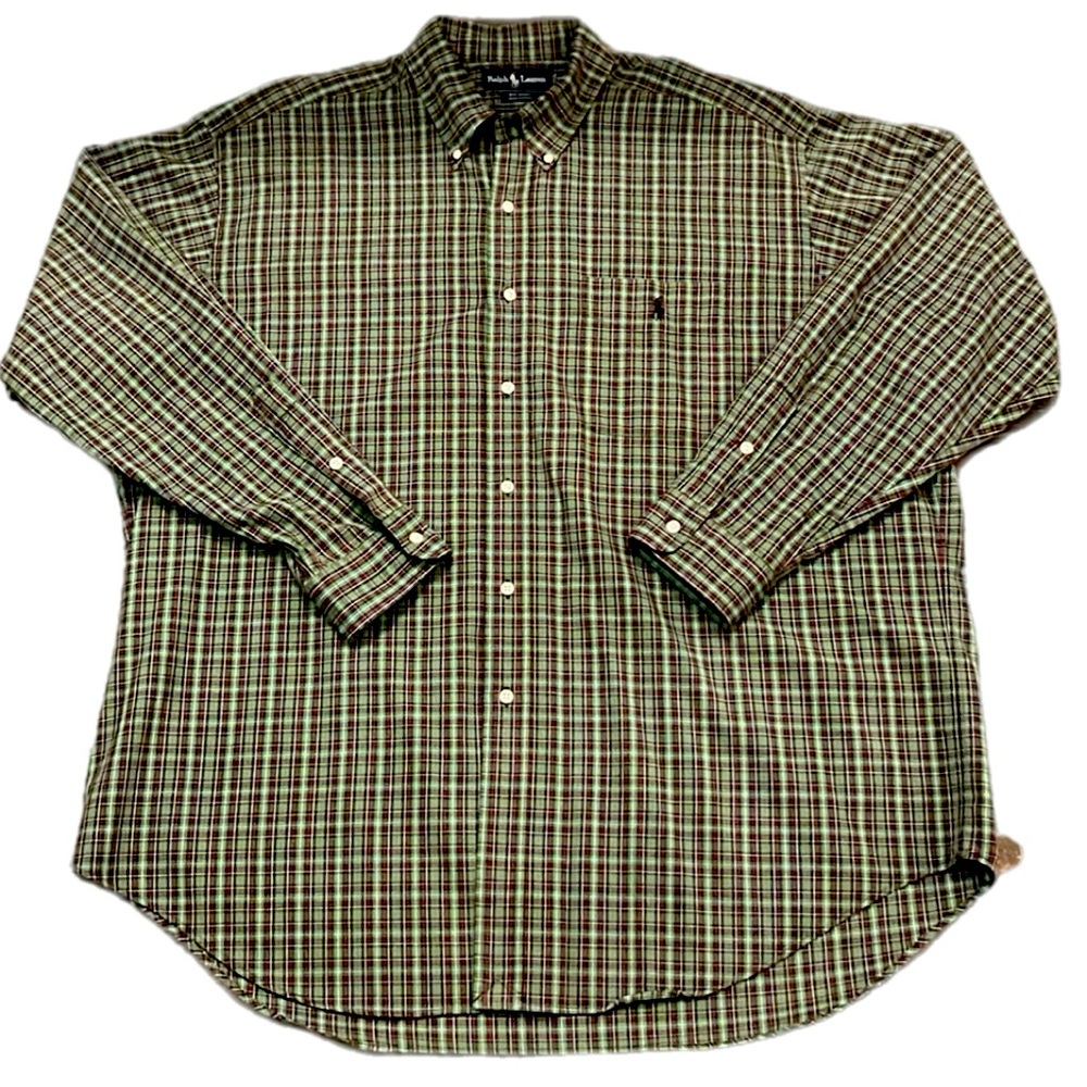 Ralph Lauren forest green and burgundy button down